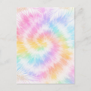 Carte Postale Tie-Dye Girly Chic Pastel Rose