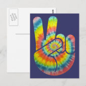 Carte Postale Tie Dye Paix main (Devant / Derrière)