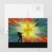 Carte Postale Tie Dye Silhouette Golfer (Devant / Derrière)