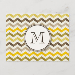 Carte Postale Tige Earthtone Gold Chevron avec Monogramme rond