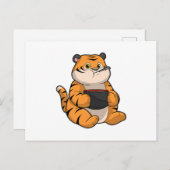 Carte Postale Tiger à manger avec Bowl (Devant / Derrière)