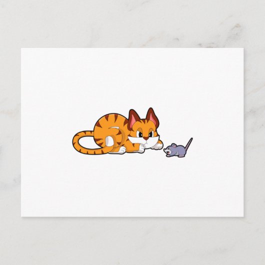 Carte Postale Tiger chat avec souris (Devant)