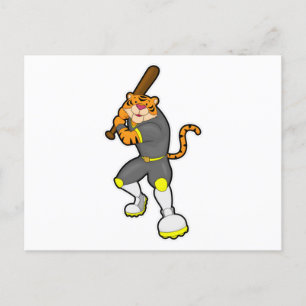 Carte Postale Tiger en baseball avec batte de baseball