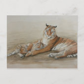 Carte postale Tiger et Cub Cat Art (Devant)