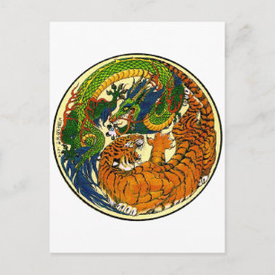 Carte Postale Tiger et Dragon Yin Yang