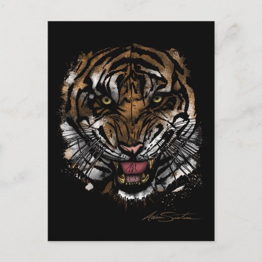 Carte Postale Tiger face (conception de signature) (Devant)