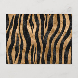 Carte Postale Tiger Faux Fur Texture ormeau noir et or