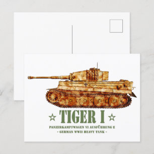 Carte Postale Tiger I World War Deux Allemand Lourd Tank Panzer 