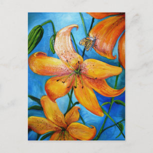Carte Postale Tiger Lily Orange Floral