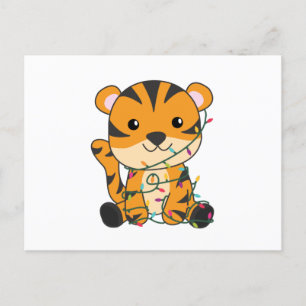 Carte Postale Tiger Noël Neige hiver Animaux Tiger