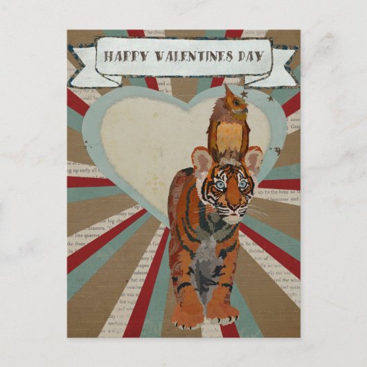 Carte Postale TIGER & OWL VALENTINE (Devant)