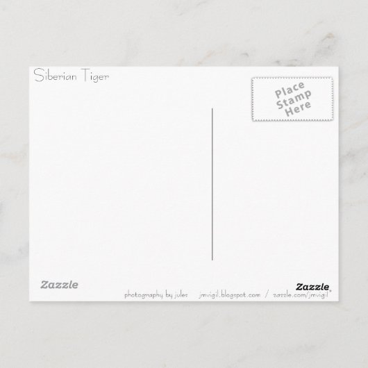 Carte Postale Tigre (Dos)