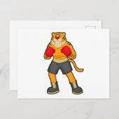 Carte Postale Tigre à la boxe avec gants de boxe (Devant / Derrière)