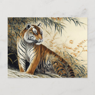 Carte Postale Tigre à pinceau chinois