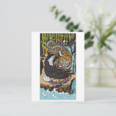 Carte Postale Tigre, aigle et serpent combattent. Art graphique (Debout devant)