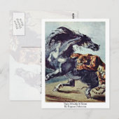 Carte Postale Tigre Attaque Un Cheval Par Eugene Delacroix (Devant / Derrière)