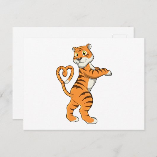 Carte Postale Tigre au cœur (Devant / Derrière)