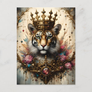 Carte Postale Tigre Avec Couronne