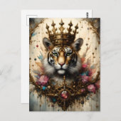 Carte Postale Tigre Avec Couronne (Devant / Derrière)