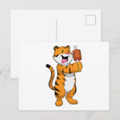 Carte Postale Tigre avec de la viande (Devant / Derrière)