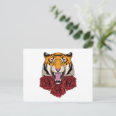 Carte Postale Tigre avec des roses (Debout devant)