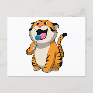 Carte Postale Tigre avec Lollipop