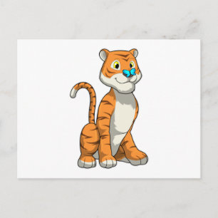 Carte Postale Tigre avec papillon