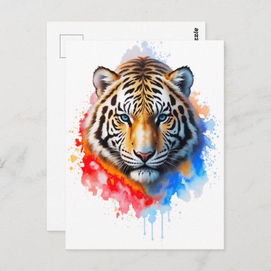 Carte Postale Tigre blanc (Devant / Derrière)