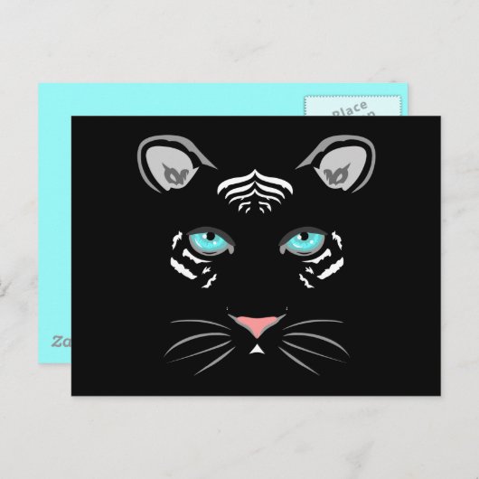 Carte Postale Tigre blanc (Devant / Derrière)