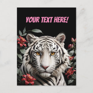 Carte Postale tigre blanc avec votre texte