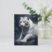 Carte Postale tigre blanc dans la nuit (Debout devant)