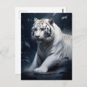 Carte Postale tigre blanc dans la nuit (Devant / Derrière)