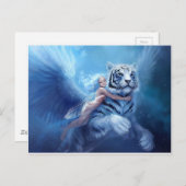 Carte Postale Tigre Blanc Volant Avec Angel (Devant / Derrière)