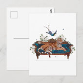 Carte Postale Tigre botanique sur chaise-salon (Devant / Derrière)