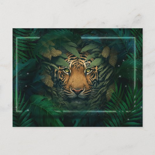 Carte Postale Tigre caché dans le Foliage (Devant)
