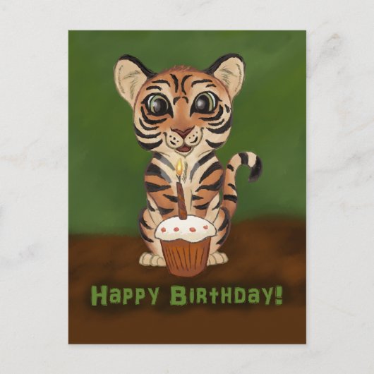 Carte Postale Tigre d'anniversaire (Devant)