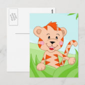 Carte Postale Tigre dans l'herbe (Devant / Derrière)