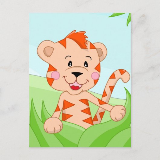 Carte Postale Tigre dans l'herbe (Devant)