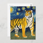 Carte Postale Tigre dans une nuit étoilée (Devant / Derrière)