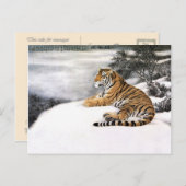 Carte Postale Tigre de garde dans la neige, Art Chinois Classiqu (Devant / Derrière)