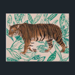 Carte Postale Tigre de Siberie<br><div class="desc">Tigre de Siberie II par Melissa Wang. Cet art présente un grand tigre avec un arrière - plan de feuilles verts tropicaux. | 162782Z</div>