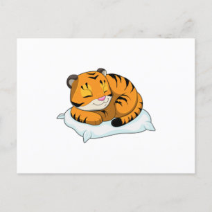 Carte Postale Tigre dormant avec un oreiller