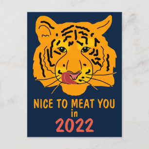 Carte Postale Tigre Drôle Ravi de Vous Rencontrer en 2022