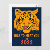 Carte Postale Tigre Drôle Ravi de Vous Rencontrer En 2022 (Devant / Derrière)