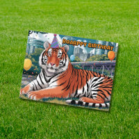 tigre du bengale portant un chapeau d'anniversaire
