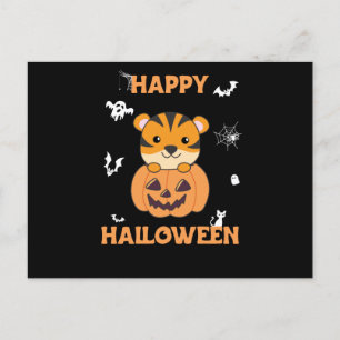 Carte Postale Tigre En Citrouille Tigre Doux Joyeux Halloween