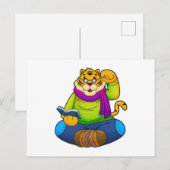 Carte Postale Tigre en intello avec livre (Devant / Derrière)