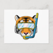 Carte Postale Tigre en plongeur avec tuba (Devant)