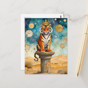 Carte Postale Tigre magnifique dans une couronne d'or