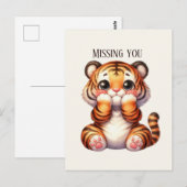 Carte Postale Tigre mignon Vous manquez (Devant / Derrière)